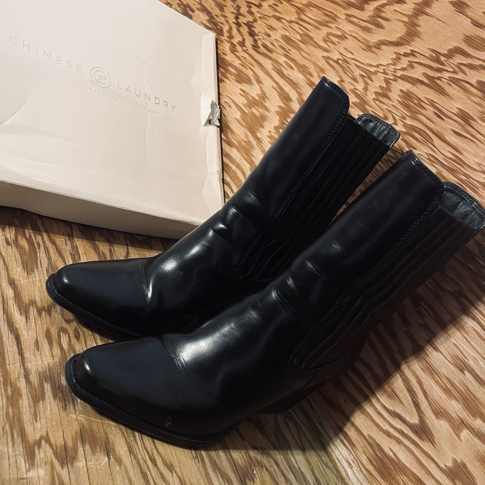 Chinese Laundry Black Ankle Boots with Block Heel